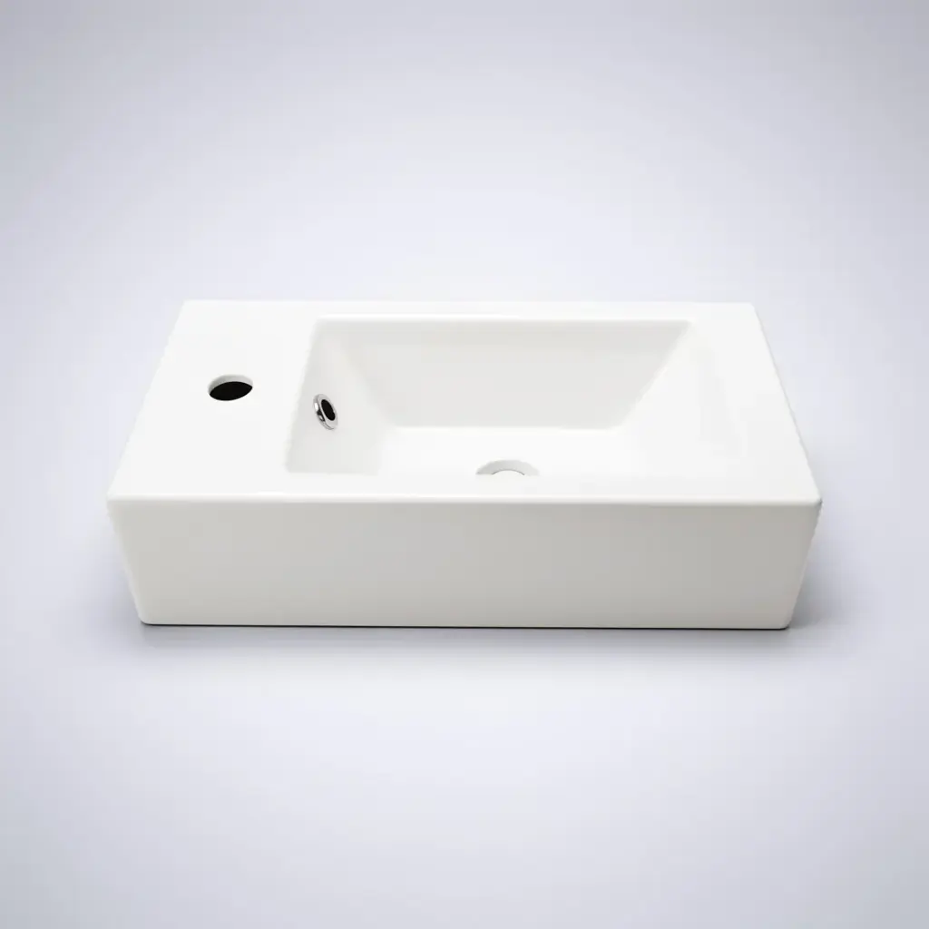 [90215/CT5125L] 510Lx255Dx150Hmm Gloss White Ceramic Top Left Tap Hole