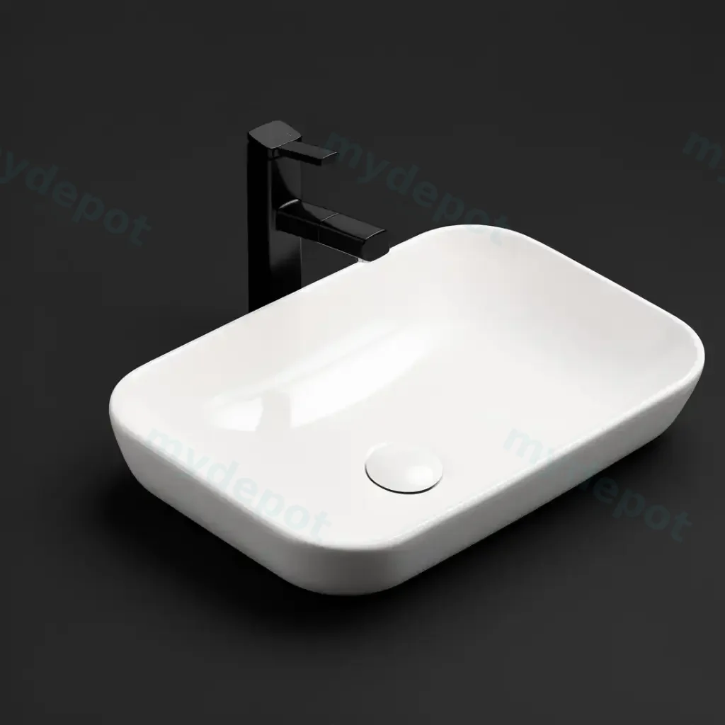 [55521] 520*340*150mm Matt White Kliff Fine Ceramic Insert Basin No Oerflow