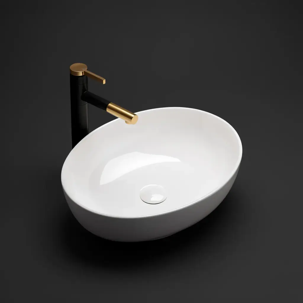 [55422] 520*395*130mm Matt White Carey Fine Ceramic Above Counter Basin No Overflow,32mm Waste