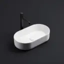 525*300*110mm Matte White Ellips Fine Ceramic Above Counter Basins Non Overflow,32mm Waste
