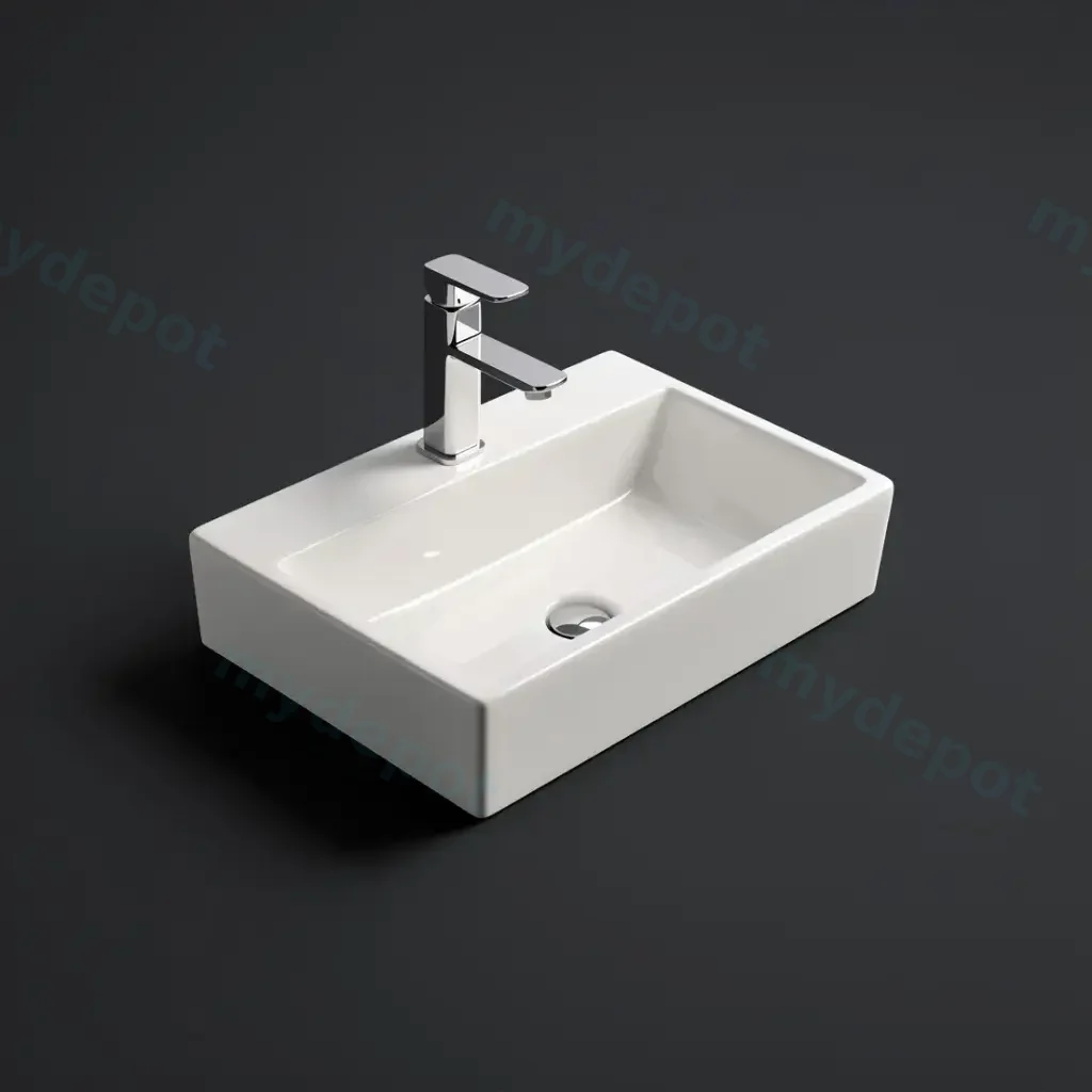 530*360*120mm Gloss White Crete Fine Ceramic Wall Hung/Above Basin Tap Hole No Overflow,32mm Waste