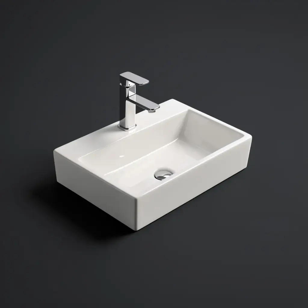 [55499] 530*360*120mm Gloss White Crete Fine Ceramic Wall Hung/Above Basin Tap Hole No Overflow,32mm Waste