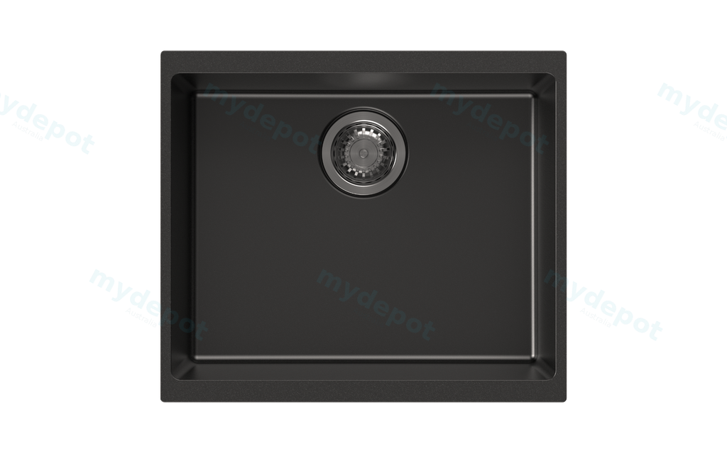 [41394] 530*460*200mm Carysil Black Single Bowl Granite Kitchen/Laundry Sink Top/Flush/Under Mount