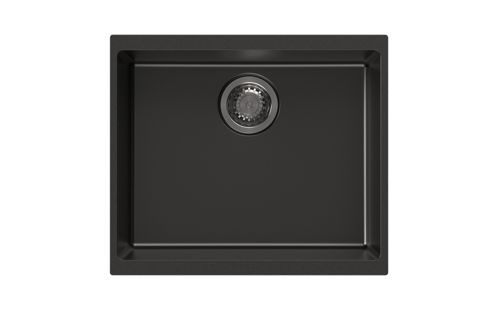 [41394] 530*460*200mm Carysil Black Single Bowl Granite Kitchen/Laundry Sink Top/Flush/Under Mount