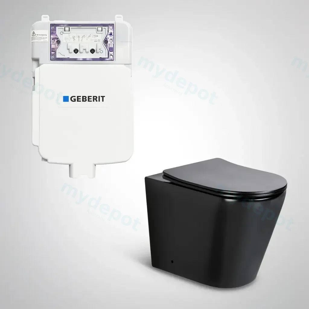 545*360*140mm Acadia Geberit Inwall Floor Toilet Suite Tornado Rimless Matte Back Wall Faced Floor Pan