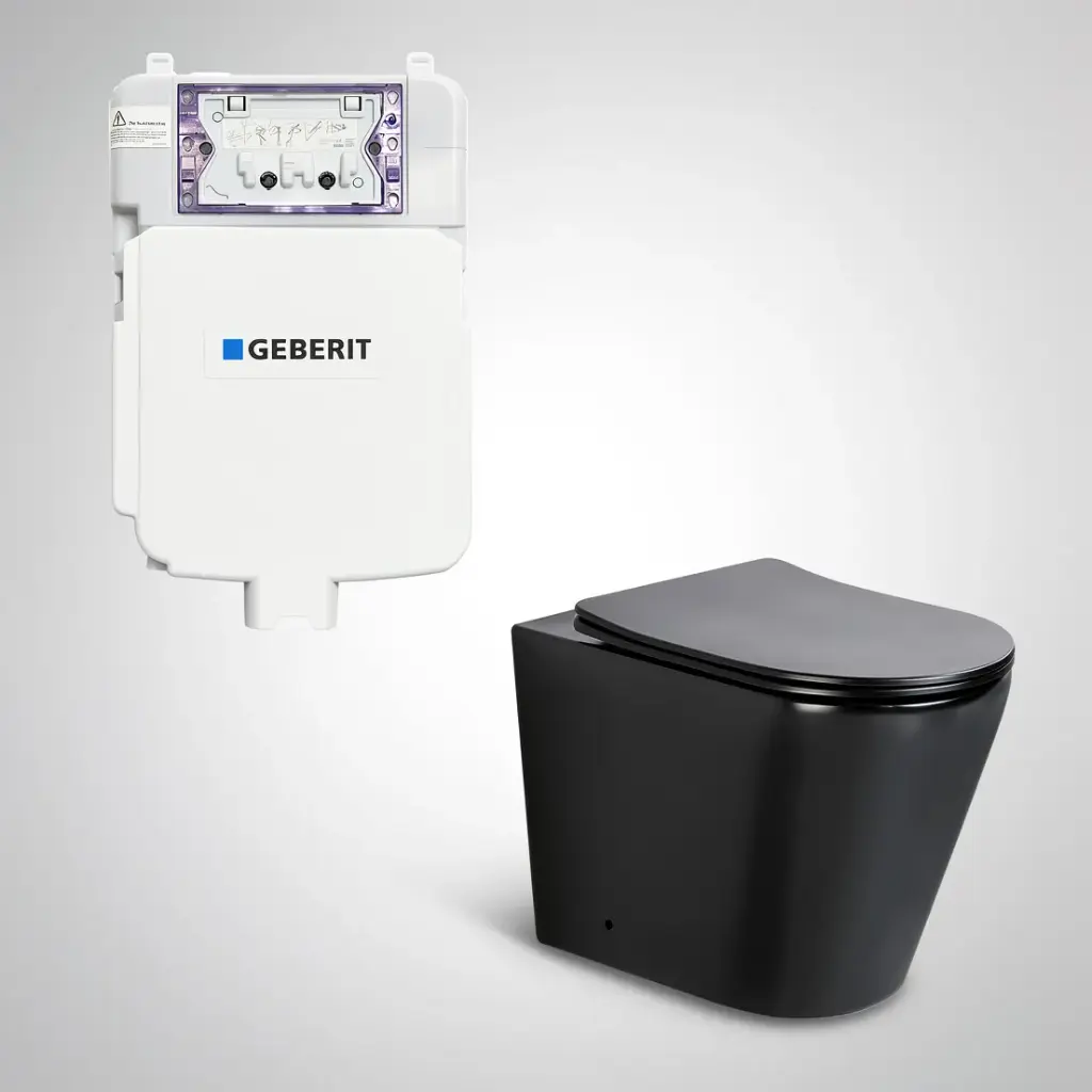 [56168] 545*360*140mm Acadia Geberit Inwall Floor Toilet Suite Tornado Rimless Matte Back Wall Faced Floor Pan