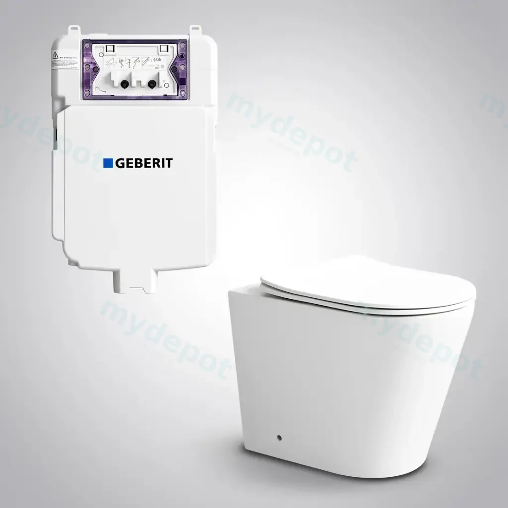 545*360*140mm Acadia Geberit Inwall Floor Toilet Suite Tornado Rimless Matte White Wall Faced Floor Pan
