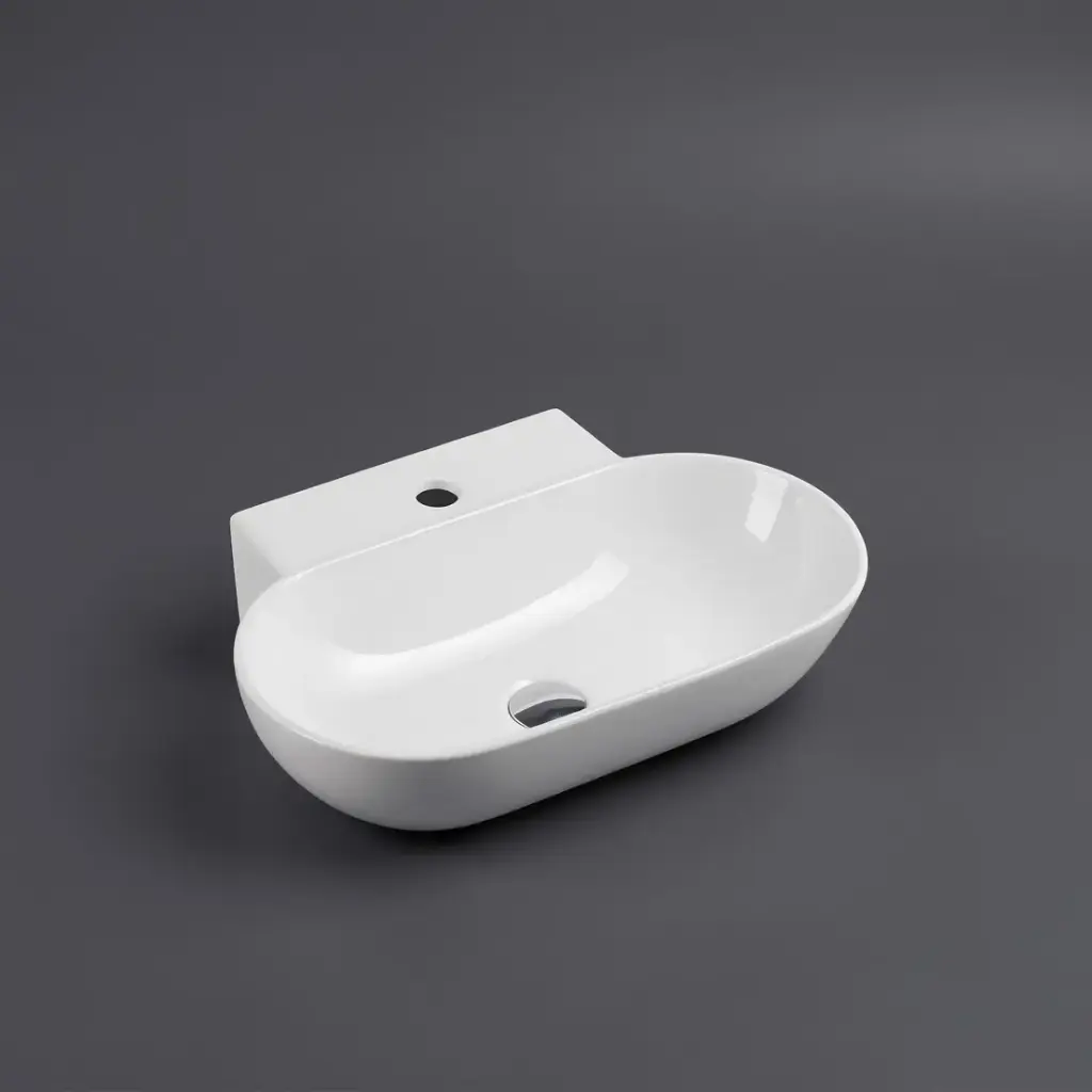 [50141] 560*400*125mm Wall Hung Above Counter Oval Basin With Mixer Hole