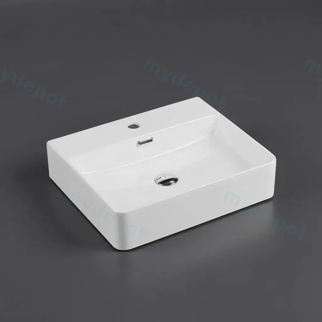 [50140] 560*420*120mm Wall Hung Rectangular Basin With Mixer Hole