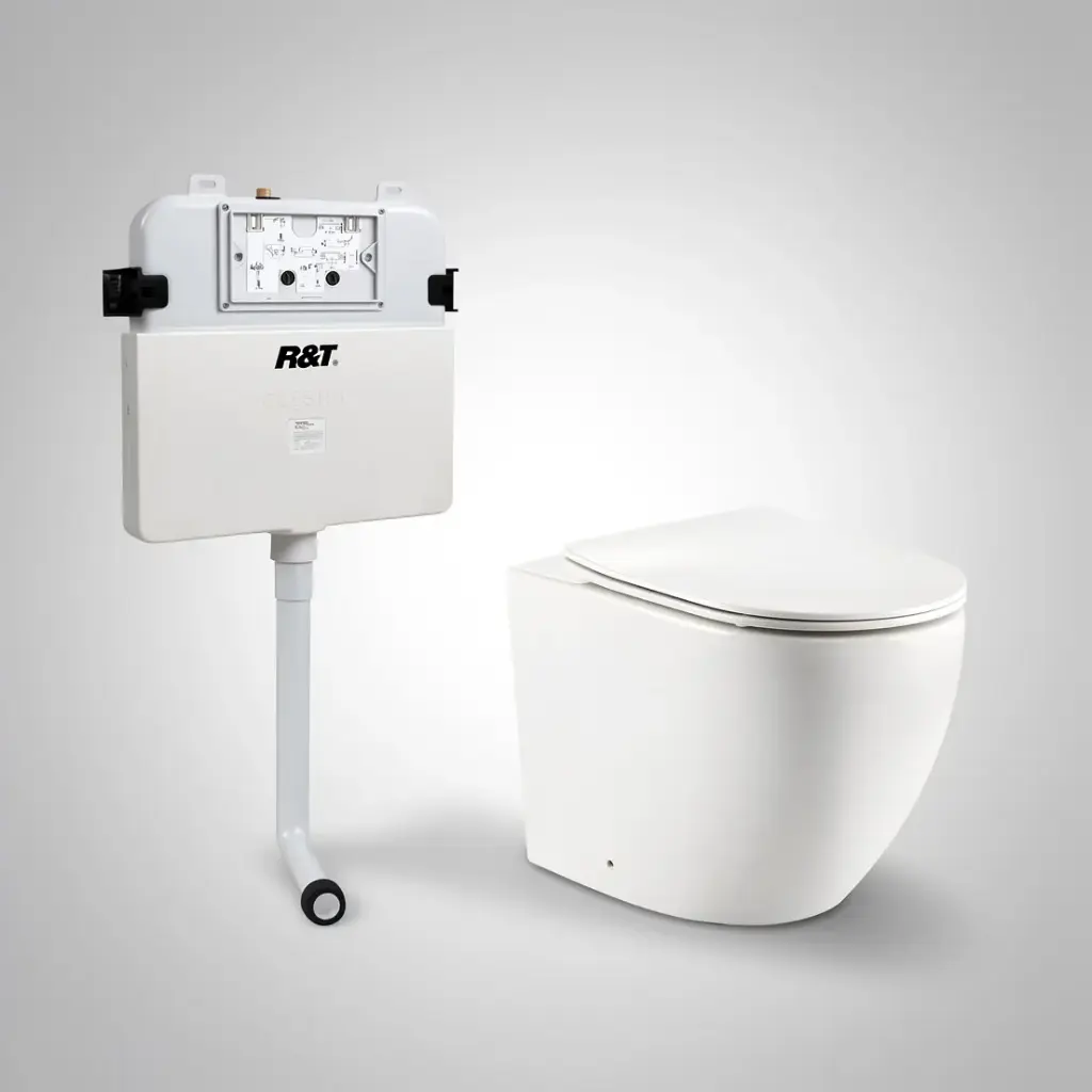 [56205] 560X365X420mm Procida R&T Inwall Floor Toilet Suite Rimless Wall Faced Floor Pan