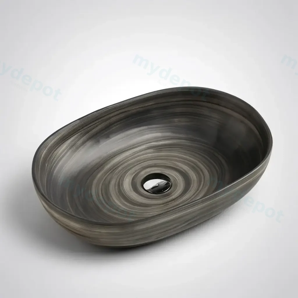 585*400*125mm Oval Tornado Black  Above Counter Basin