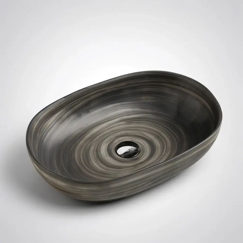 [50062] 585*400*125mm Oval Tornado Black  Above Counter Basin