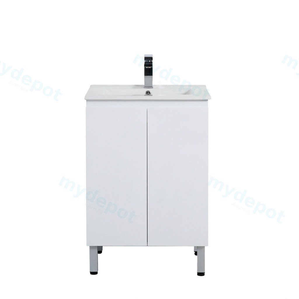 [56842] 590*355*860mm Ensuite Gloss White Alpha Ensuite Free Standing PVC Vanity
