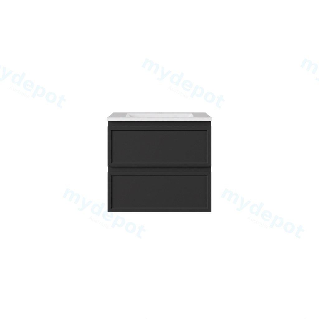 590*455*560mm Matte Black Hamilton Federation Wall Hung PVC Cabinet Two Drawers