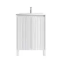 600mm Freestanding Bathroom Vanity Cabinet Only PVC 2 Door Fluted Matte White