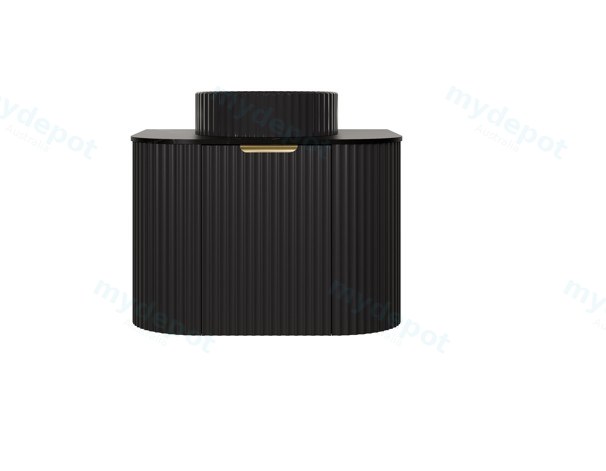 590X455X470mm Matte Black Agena Modern Fluted Wall Hung Vanity PVC Cabinet