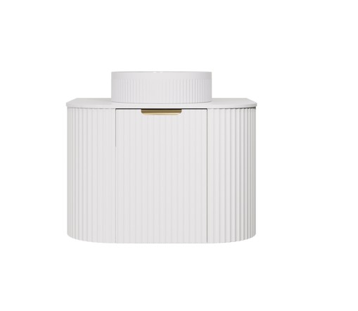 [56529] 590X455X470mm Matte White Agena Modern Fluted Wall Hung Vanity PVC Cabinet