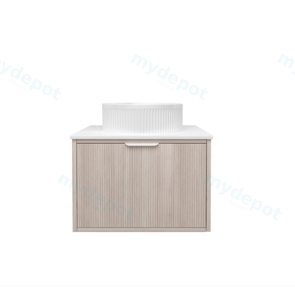 590x455x400mm Kliff Fluted Wood Grain Vanity Coastal Oak Soft Closing Drawer Pull Out With Handle
