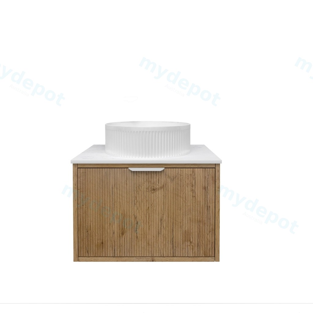 590x455x400mm Kliff Fluted Wood Grain Vanity Prime Oak Soft Closing Drawer Pull Out With Handle