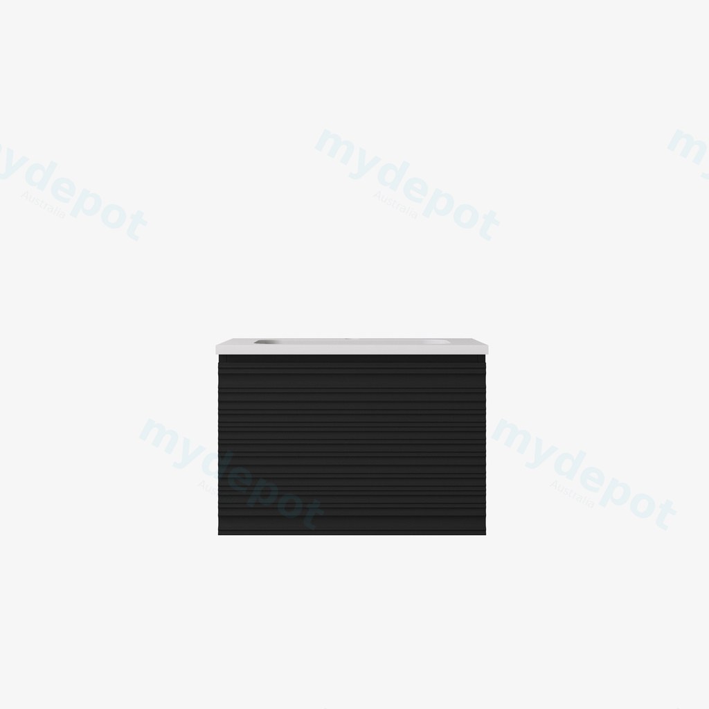 590x455x400mm Matte Black Sedona Modern Fluted Wall Hung PVC Cabinet