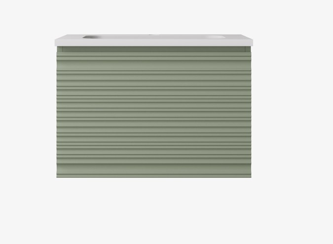 [56648] 590x455x400mm Olive Green Sedona Modern Fluted Wall Hung PVC Cabinet