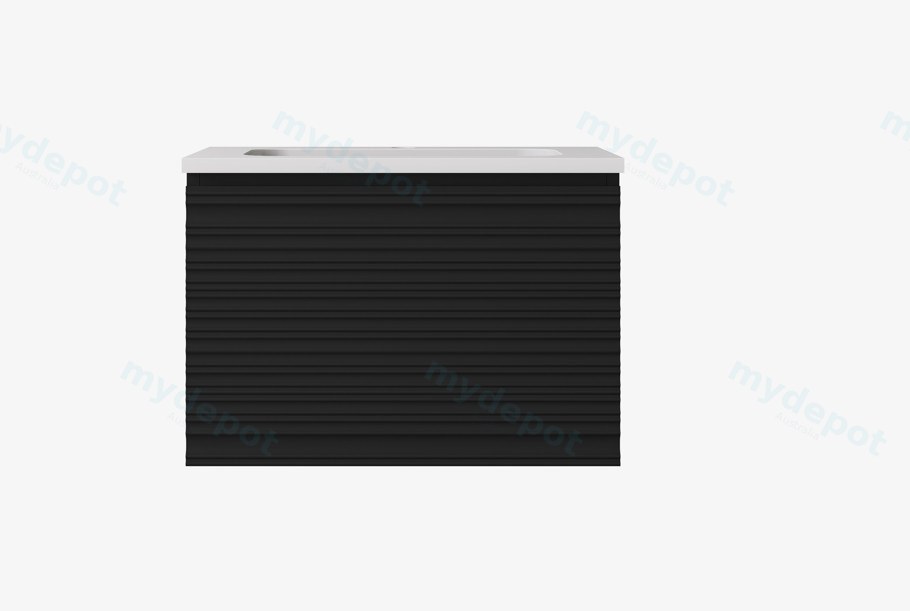 590x455x480mm Matte Black Crete Modern Fluted Wall Hung Vanity PVC Cabinet