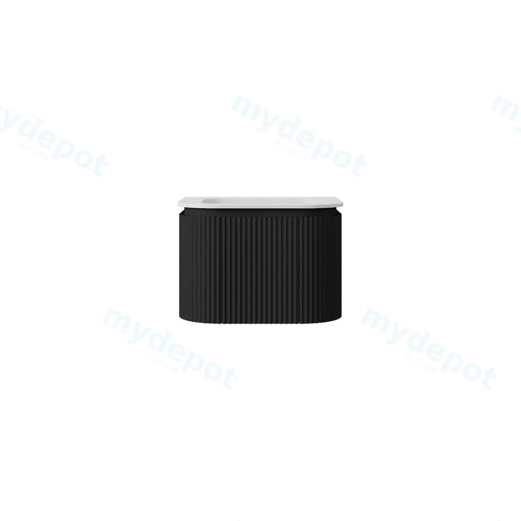 590x495x400mm Matte Black Estella Modern Wall Hung Vanity PVC Cabinet Soft Closing Door And Drawers
