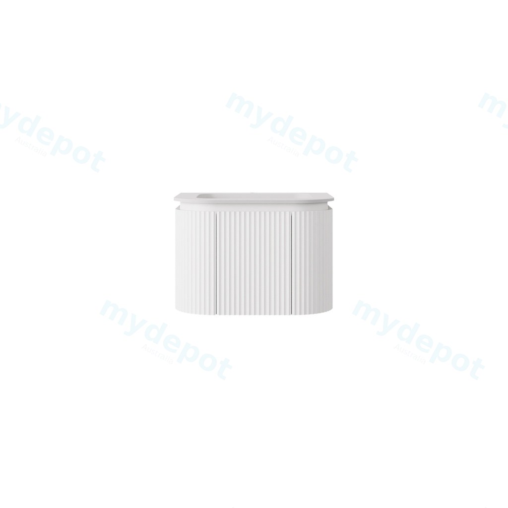 590x495x400mm Matte White Estella Modern Wall Hung Vanity PVC Cabinet Soft Closing Door And Drawers