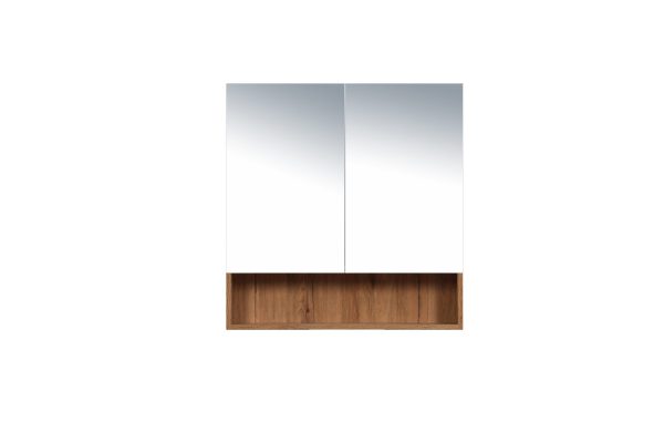 600*150*780mm Canyon Oak Wall Hung Woodgrain Mirror Cabinet Two Doors