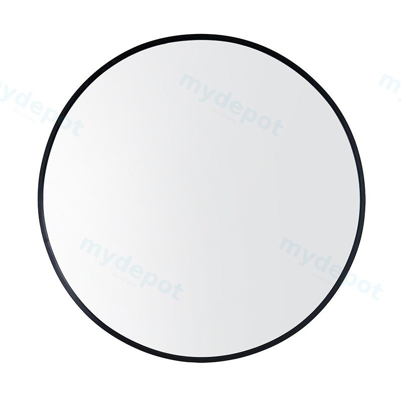 600mm round black mirror