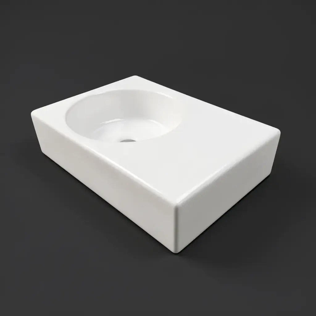 [43716] 600*425*168mm White Art Round Wall Hung Basin Right Hand Side