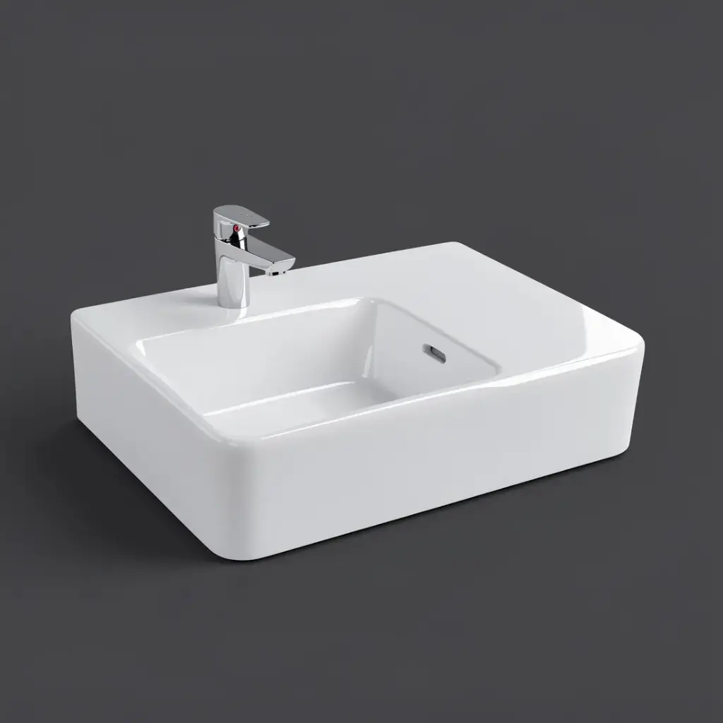 600x425x168mm Gloss White Art Wall Hung Left Hand Side Basin