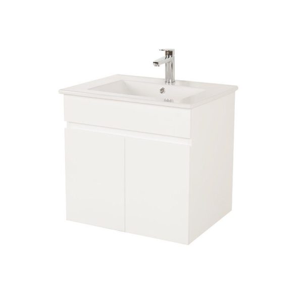 [50519] 600*450*560mm Wall Hung Gloss White PVC Vanity  With Ceramic  Top