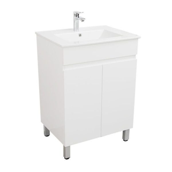 [50495] 600*450*710mm Freestangding Gloss White PVC Vanity Cabinet Only Two Doors