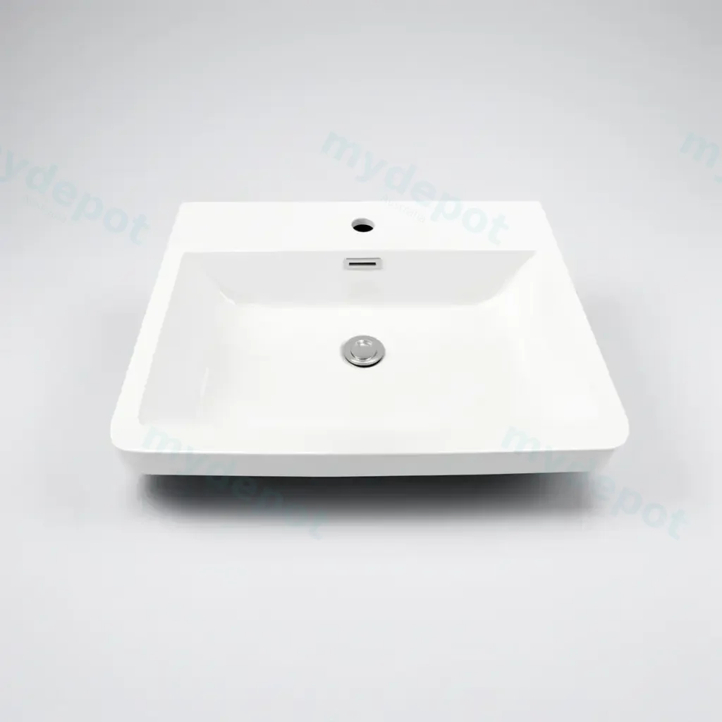 [90113/OW600PT] 600mm O Shape Basin Poly Marble Top Round Edge