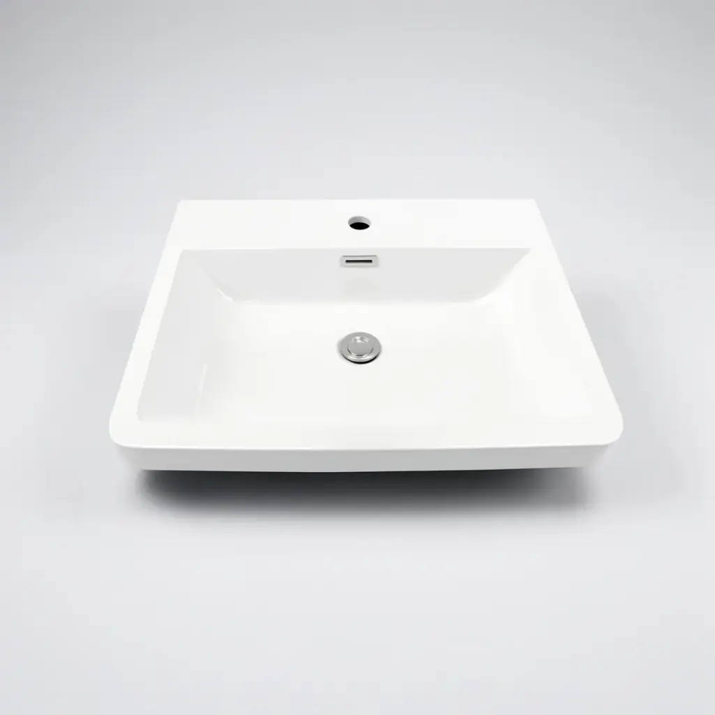 [90113/OW600PT] 600mm O Shape Basin Poly Marble Top Round Edge