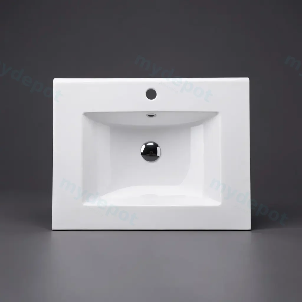 600*470*180mm Gloss White Ceramic Top With Mixer Hole