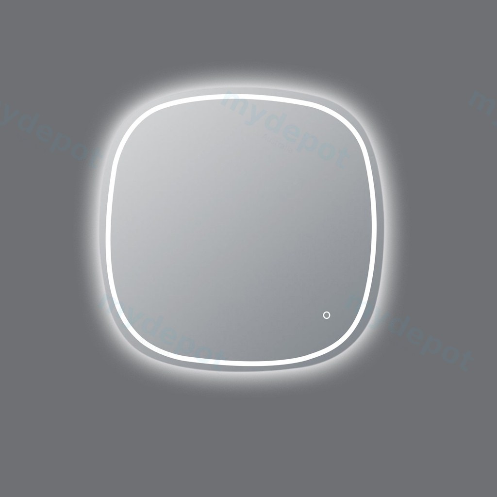 [41235] 600*600mm Rounded Edge Acrylic Back & Front LED Mirror 3 Color Lighting Touch Sensor Switch Wall Mounted White Frame