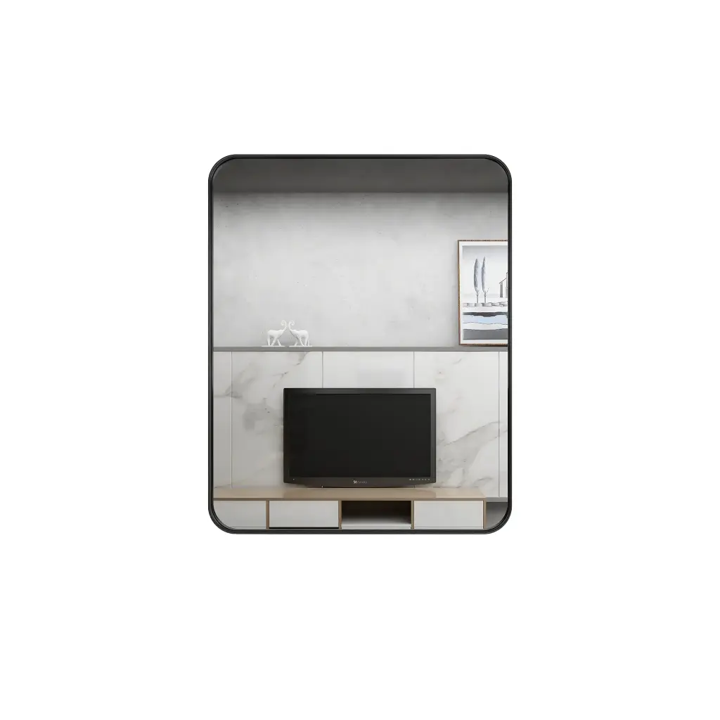 [85036/YS6075MB] 600x750mm Black Framed Rectangle Mirror