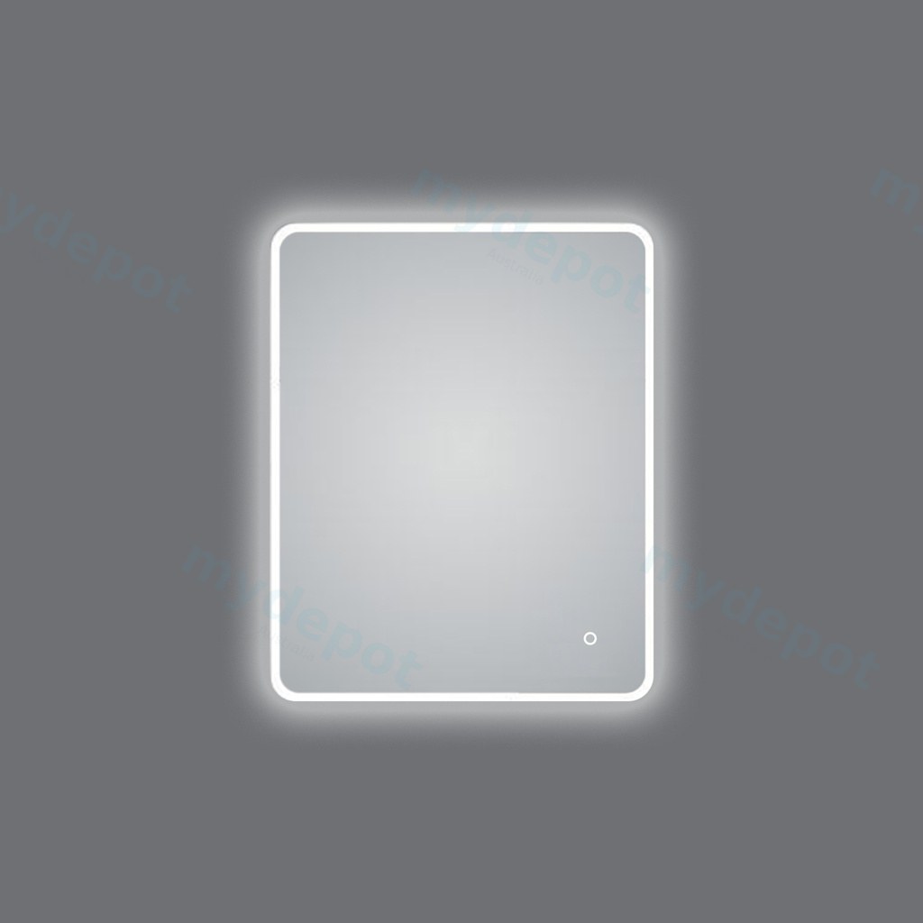 [41239] 600*750mm Curved Rim Rectangle 3 Color Lighting Acrylic LED Mirror Touch Sensor Switch Wall Mounted Vertical or Horizontal