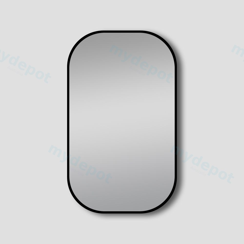 [41414] 600*900mm Matte Black Rounded Rectangular Framed Mirror