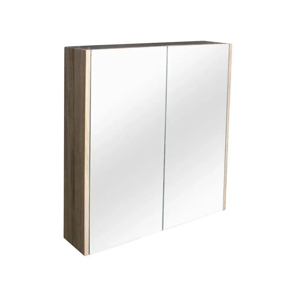 [93077/QSV600WO] 600mm White Oak MDF 2 Doors Pencil Edge Shaving Cabinet