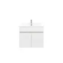 600mm Slim Wall Hung Bathroom Vanity Cabinet Only PVC 2 Door Gloss White