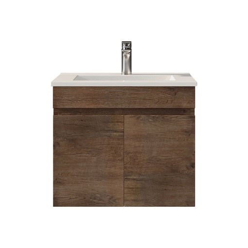 [93143/B64W-DO] 600mm Dark Oak MDF Wall Hung Bathroom Vanity Cabinet 2 Doors
