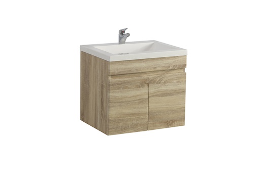 600mm White Oak MDF Wall Hung Bathroom Vanity Cabinet Only 2 Doors