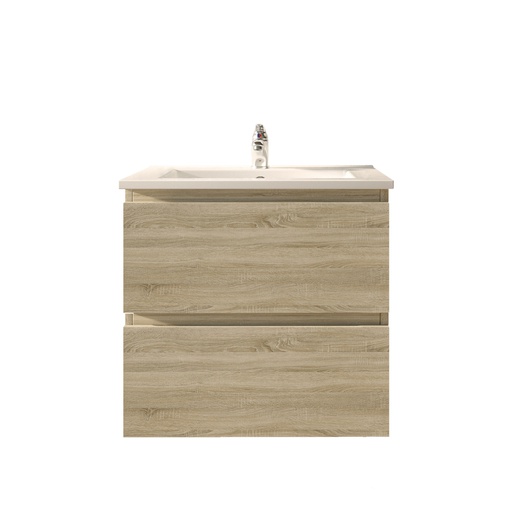 [93005/Q6046WO] 600mm White Oak MDF 2 Drawers Wall Hung Bathroom Vanity Cabinet Only