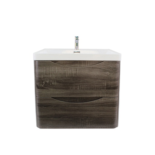 600mm Dark Grey MDF Board with PVC Vacuum Filmed Two Drawers Curved Wall Hung Vanity Cabinet Only