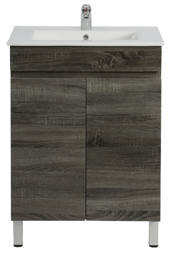 600mm Slim Dark Grey MDF Freestanding Bathroom Vanity Cabinet Only 2 Doors