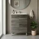 600mm Slim Dark Grey MDF Freestanding Bathroom Vanity Cabinet Only 2 Doors