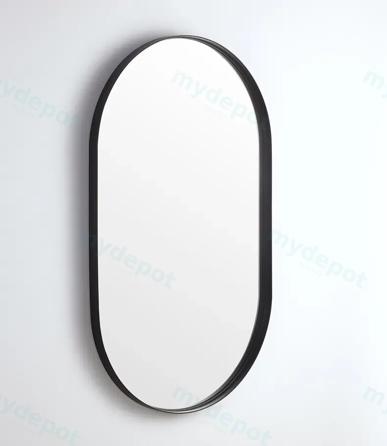 [55910] 600X1500X35mm Matte Black Ellips Frame Mirror